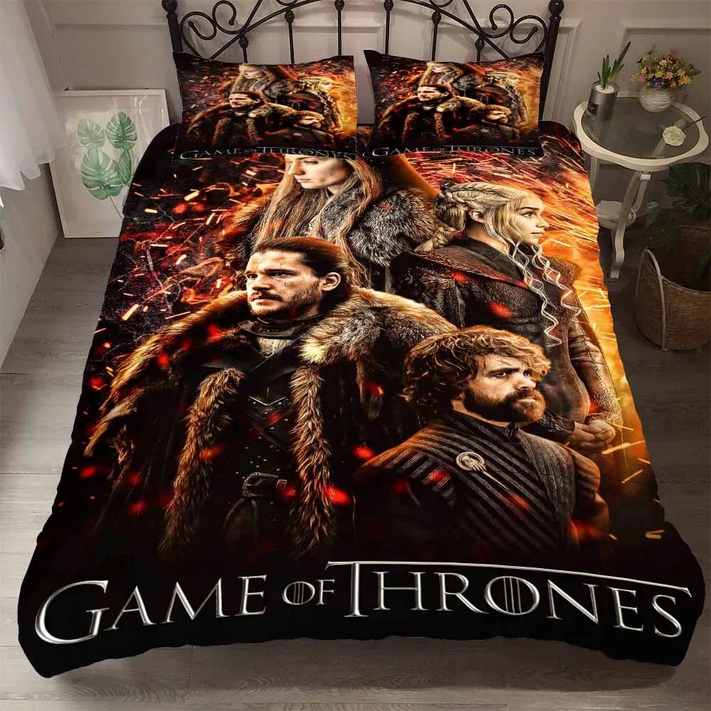 2/3 Piece Duvet Cover Set 3D Character Snow Sansha Tilion Daenerys Targaryen Printed Golden Black Bedding Set for Boys Girl 2/3 Piece Duvet Cover Set 3D Character Snow Sansha Tilion Daenerys Targaryen Printed Golden Black Bedding Set for Boys Girl