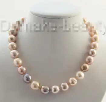 

Jewelry Pearl Necklace stunning 15mm baroque pink purple keshi reborn freshwater pearl necklace Free Shipping