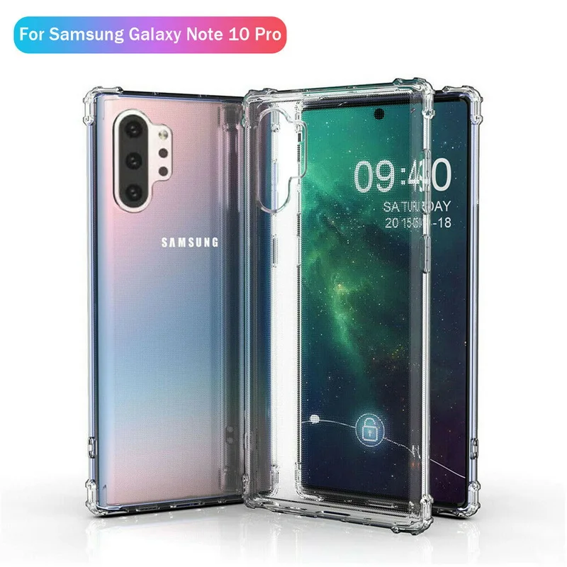Для samsung Galaxy Note 8 9 10 плюс A7 A8 A9 2018 противоударный мягкий бампер Прозрачный чехол