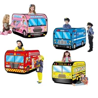 Foldable Game Play House Fire Truck Police Bus Pop Up Toy Tent Playhouse Cloth Gift For Children Firefighting Model Dopship 1