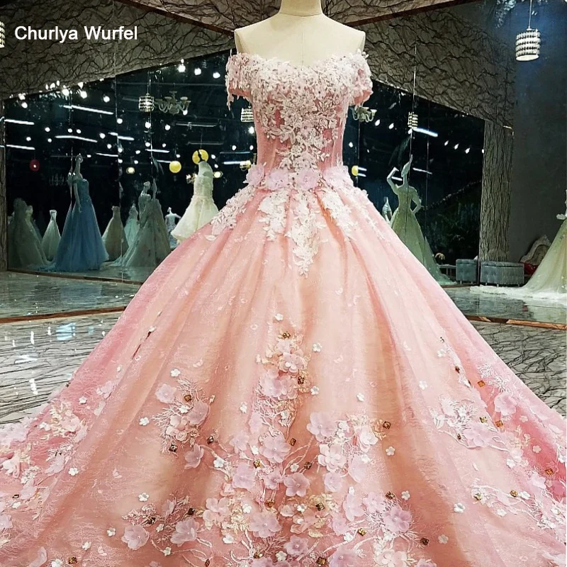 

LS00133 Evening Dress long Luxury Ball Gown Lace Up Back Flowers Evening Dress 2018 Vestido De Festa Abendkleider Real Photos