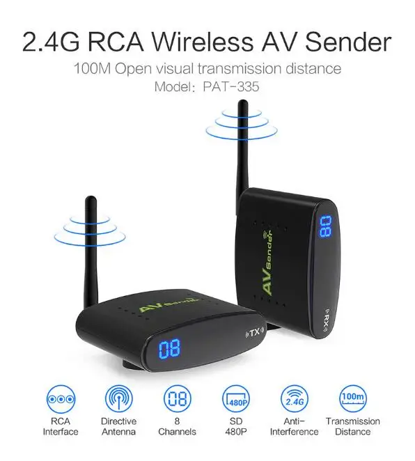 Wireless Transmission Video Sender and Receiver 2.4Ghz Wireless RCA