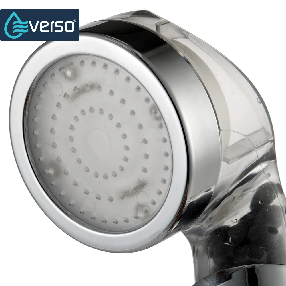 EVERSO 7 цветов Температура воды Led душевая головка под давлением водосберегающий контроль температуры ручной Большой Дождь душ