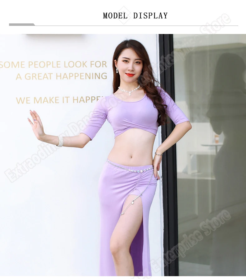 New Bellydance Top Skirt Practice Clothes Oriental Costumes Women Sexy Fashion Belly Dance Professional Top Skirts Split Set