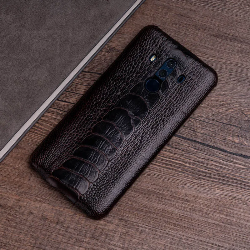 Страусиная кожа чехол для телефона для huawei P10 P20 mate 20 10 9 Pro Lite Чехол Мягкий ТПУ Край чехол для Honor 8X Max 9 10 Nova 3 3i lite - Цвет: Dark Brown