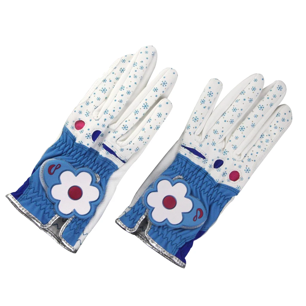 Blue White Size 20 1 пара Женские Перчатки Для Гольфа нескользящие для левой и правой руки с модным цветочным дизайном - Цвет: Blue White Size 20
