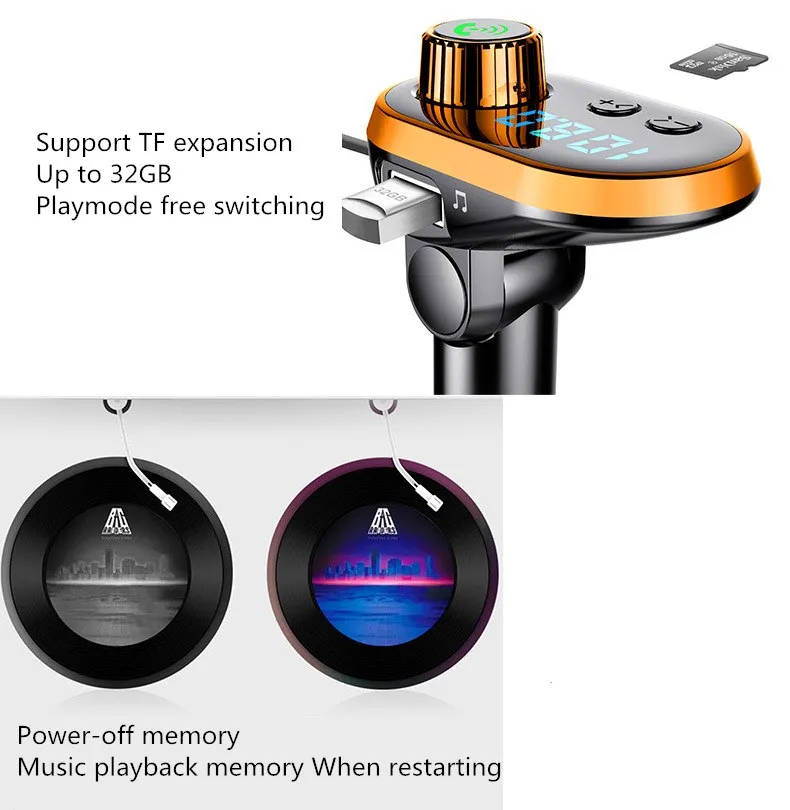 Автомобильное usb зарядное устройство Bluetooth поддерживает MP3 плеер u диск TF карта расширение громкой связи многофункциональная Быстрая зарядка для android type c