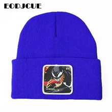 Зимние шапки для мужчин и женщин с вышивкой Venom шапочка вязанные шапочки Skullies теплая зимняя унисекс Лыжная хип-хоп шапка