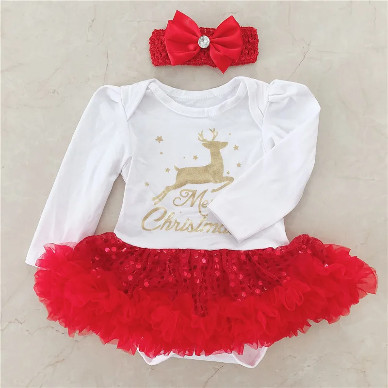 Платье для новорожденных; Рождественская одежда для малышей; красное кружевное платье-пачка с блестками для малышей; одежда для первого дня рождения; костюм для малышей; одежда