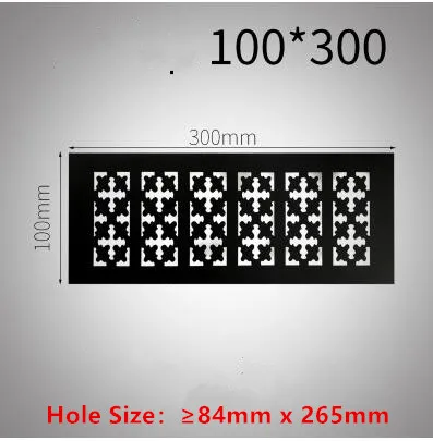 100MM X 300MM 150 мм, 200 мм, 250 мм, 300 мм, прямоуглольный, алюминиевый сплав, Вентиляционная решетка, крышка для шкафа, обувного шкафа, Настенная вентиляционная решетка - Цвет: 100MM X 300MM