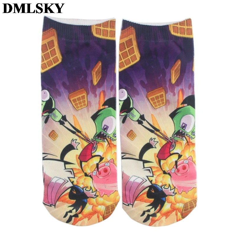 

DMLSKY Unisex Men Women Funny Socks Invader ZIM Socks Cotton Printed Art Socks Colorful Sports Sock New M3890