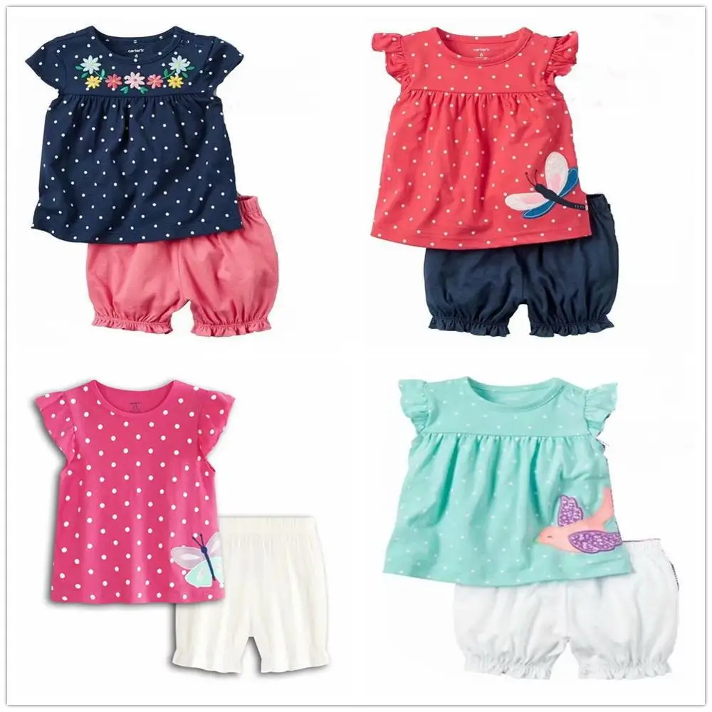 

Baby Girls Dress Clothes Suit Summer Children T-Shirt Panties Toddler Outfit 0-2Year Stripe Newborn Jumpsuits Girls Blouse Pants