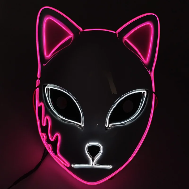 sexy anime cosplay Demon Slayer Glowing EL Wire Mask Kimetsu No Yaiba Characters Cosplay Costume Accessories Japanese Anime Fox Halloween LED Mask funny halloween costumes