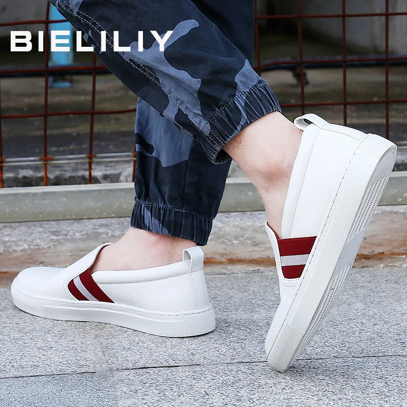 

White Shoes Men's 2019 Ozhouzhan Slip-on Genuine Leather Full-grain Leather Shoes Men's