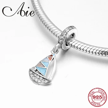 

925 Sterling Silver DIY fashion luxury colorful Enamel sailboat fine Beads Fit Original European Charm Bracelet Jewelry making