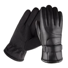 Для мужчин зимние кожаные перчатки с бархатной подкладкой детская одежда Сенсорный экран митенки, перчатки мужской утолщение Non-slip Пеший Туризм дидинг Лыжный Спорт на открытом воздухе перчатки