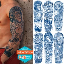 

Waterproof Temporary Tattoo Sticker Totem Geometric Full Arm Large Size Sleeve Tatoo Fake Ssexy Juice Ink Tattoos for Mmen Women