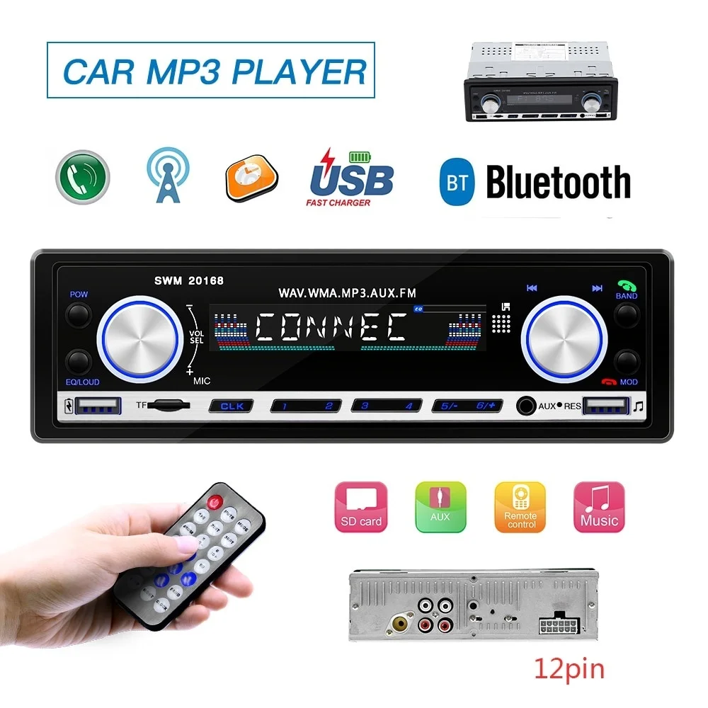 20168 Один 1Din автомобильный стерео MP3 плеер в тире Авторадио головное устройство Bluetooth USB AUX FM Радио стерео звуковой эффект - Цвет: 20168