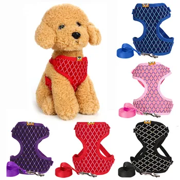 

Breathable Mesh Small Dog Pet Harness and Leash Set Puppy Cat Vest Harness Collar For Chihuahua Pug Bulldog Cat arnes perro