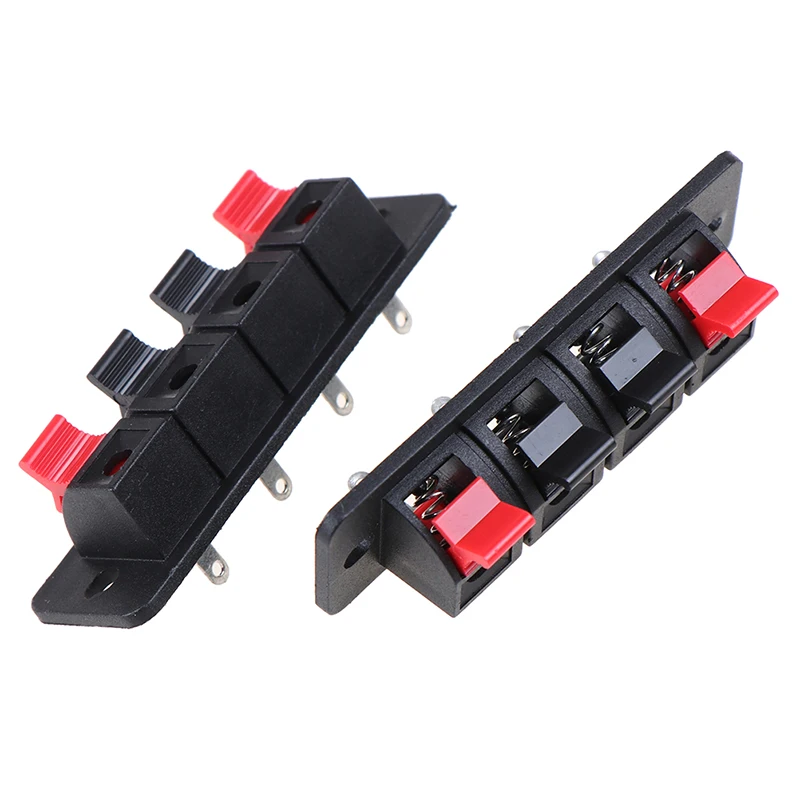 Plastic 4 Positions Connector Terminal Push In Jack Spring Load Audio Speaker Terminals Breadboard Clips 2Pcs