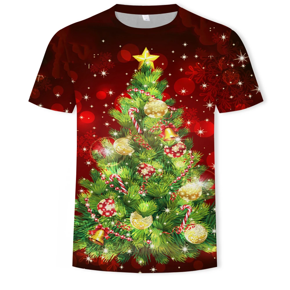 

AliExpress Hot Selling 3D Digital Christmas Series Pattern Printing Casual Men's Short Sleeve T-shirt