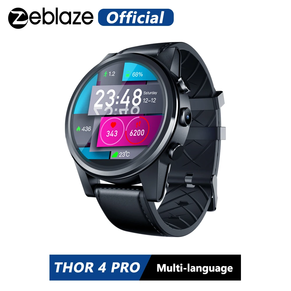 Zeblaze Thor 4 PRO 4G смарт часы 1,6 дюйма Хрустальный Дисплей gps/ГЛОНАСС 4 ядра 16 GB 600 mAh гибридный кожаный умные часы с ремнем Для мужчин