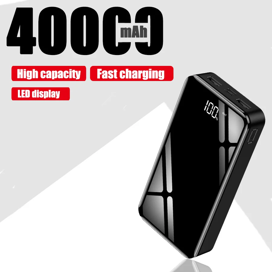 

Power Bank 40000mah External Battery 18650 PoverBank 2 USB LED Powerbank Type-c Portable Mobile phone Charger for iPhone Xiaomi