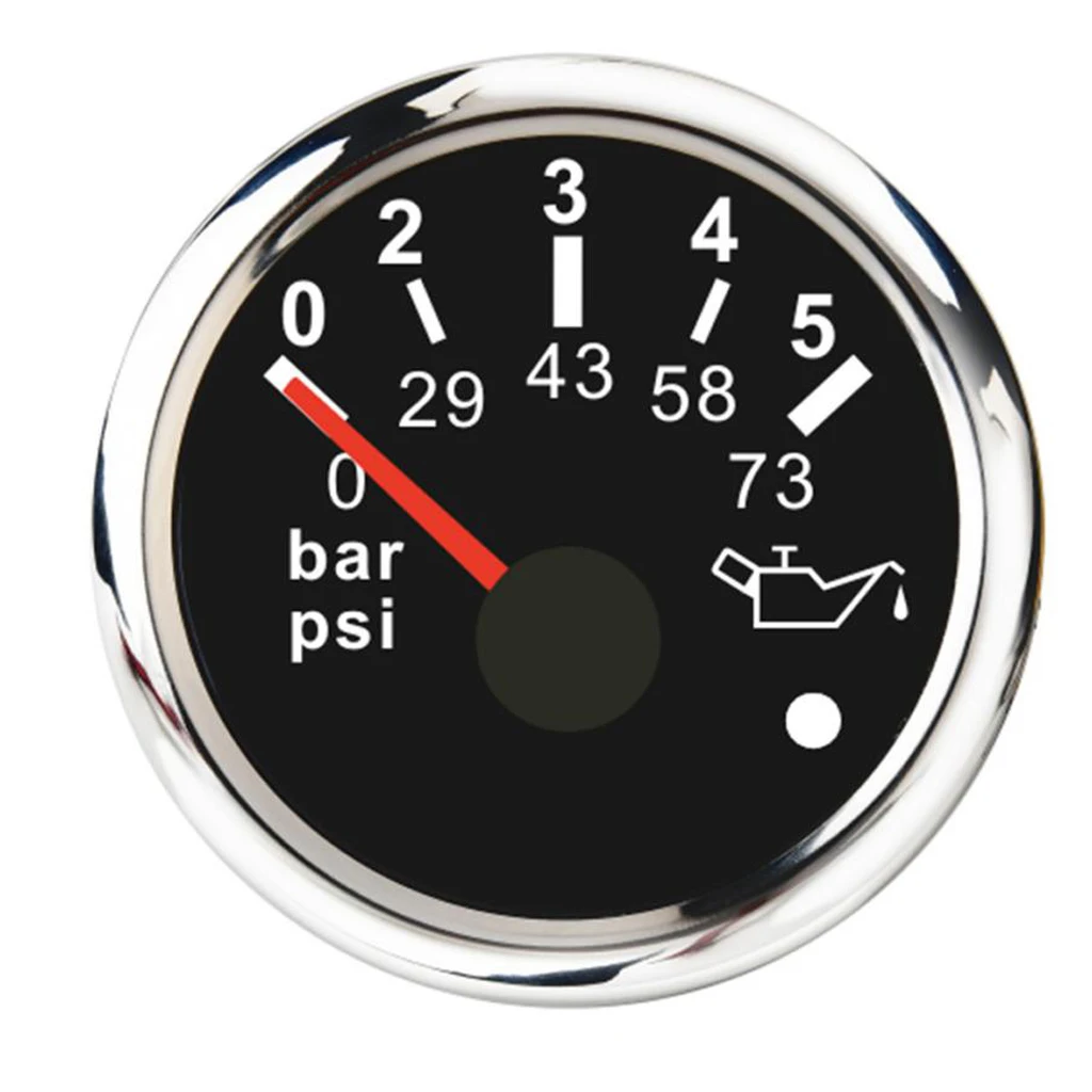 

MagiDeal 52MM Oil Pressure Gauge Meter 0~5Bar 0~73PSI For Marine Boat Black