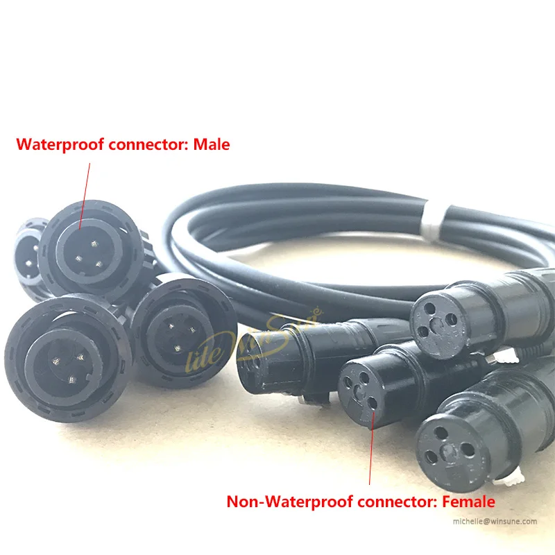dmx512 3pin dmx signal xlr cable wire link waterpoof connector female male
