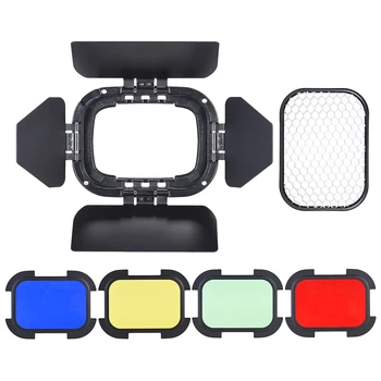 

BD-07 Dedicated Barn Door with Removable Honey Comb Grid and 4 Color Filters for Godox AD200 Pocket Flash