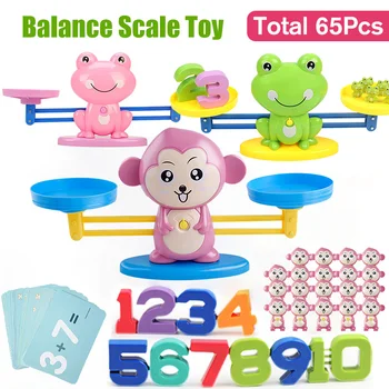 

Monkey Kids Balance Scale Toy Early Learning Addition and Subtraction Math Match Game Board Children Educational Toy
