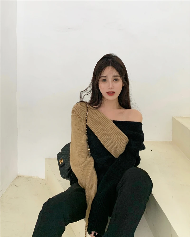 

Fashion in autumn and winter 2020, new styles, multi-wear, lazy knitting, slimming, irregular inner pullover thin upper body