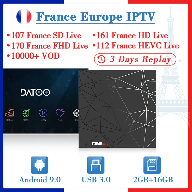 

IPTV Arabic France T95max Smart Andorid 9.0 TV Box 1 Year DATOO IP TV Subscription IPTV France Belgium Netherlands Belgium Box