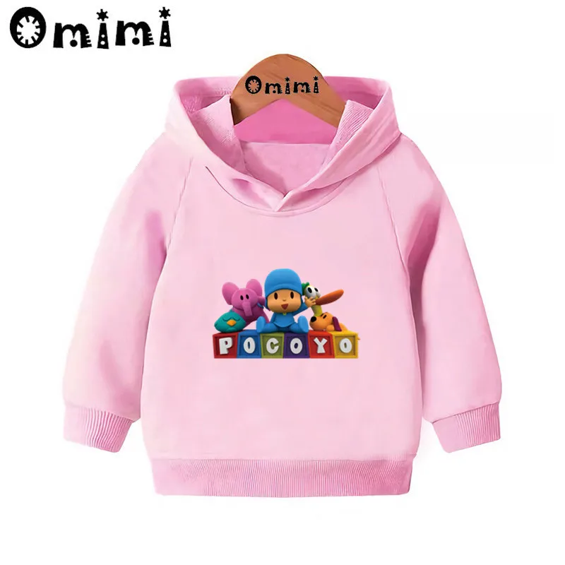 Pocoyo/Забавный детский свитер с рисунком; детские толстовки с капюшоном; крутой пуловер для малышей; топы для девочек и мальчиков; осенняя одежда; KMT5313