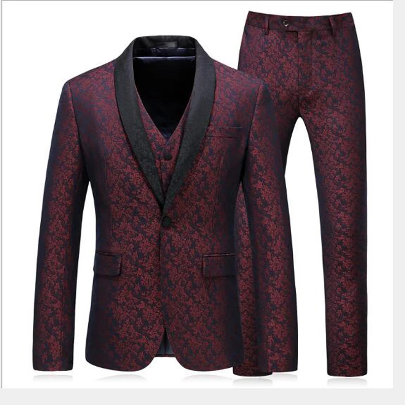 Винно-красный, Бургунди мужской костюм Slim Fit уличный умный бизнес Выпускной Блейзер сделанный на заказ свадебные костюмы для мужчин костюм Homme Mariage - Color: Blazer jacket pants