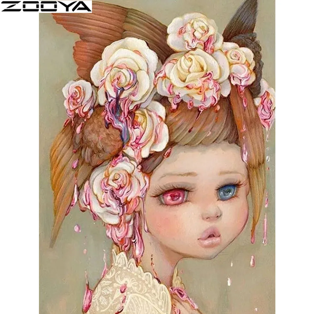 

Diamond Painting Flowers Girl Cross Stitch Children 5D Diamond Embroidery Flower Fairy Mosaic Cross Stitch Rhinestone Pictures