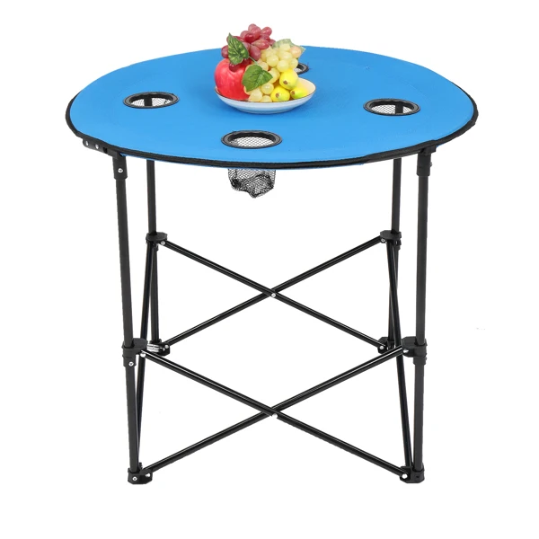 【USA READY STOCK】Oxford Cloth Steel Round Outdoor Folding Table Blue