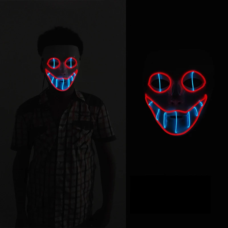 Halloween Ghost Gorgeous Mask Dance Party And Ba Plastic Color EL Cold Light Party Luminous Mask Cosplay Costume Decor Supplies