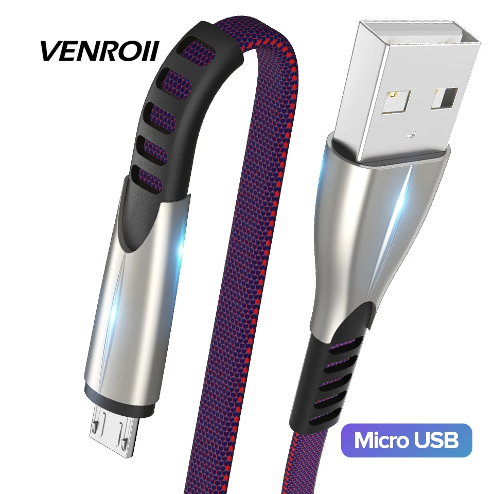 Venroii кабель Micro USB 1 м 2 м Android для зарядки и синхронизации данных для samsung J5 MicroUSB для huawei Honor 7 Xiaomi Redmi