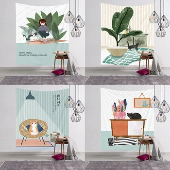 

Fashion Cartoon Printed Tapestry Living Room Bedroom Sandy Beach Picnic Towel Colorful Home Decoration Tapestries