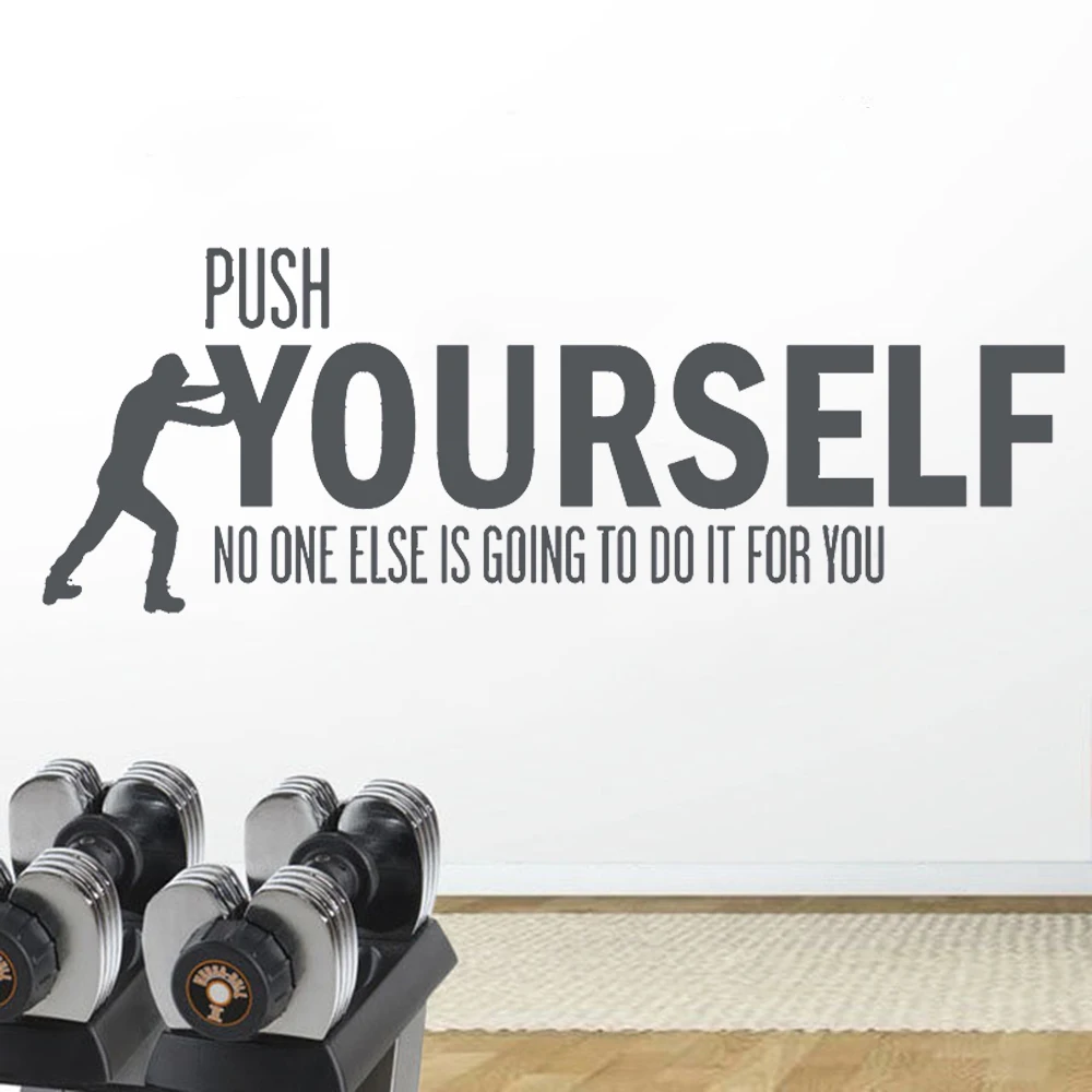 

Quotes Push Yourself Vinyl Wall Sticker Home Decoration For Kids Room Living Room Gym Decor Background Art Decals HY1845