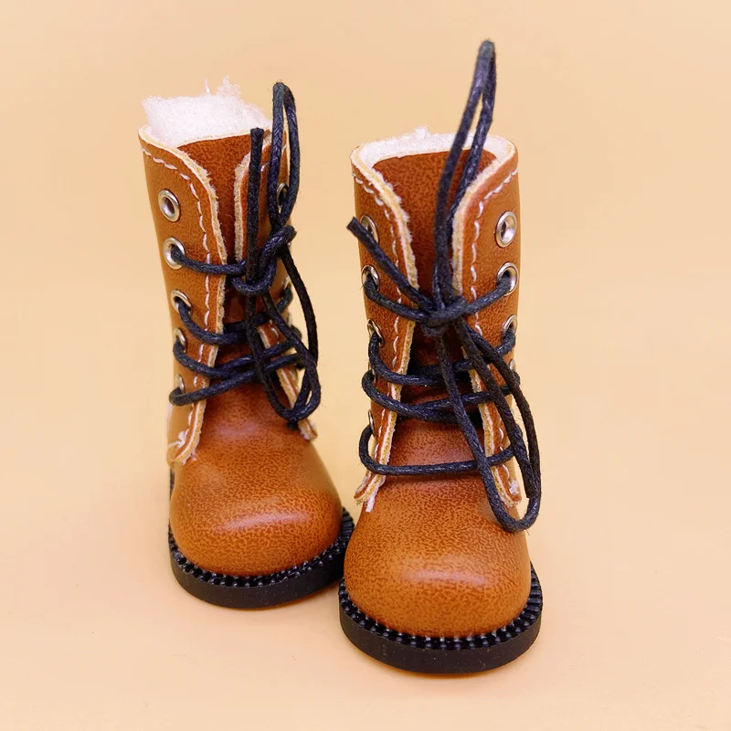 Doll Boots 1/8 Toy Shoes For Blythe Pullip Doll 3.8cm Mini Winter Leather Boots Shoes For Blyth Accessories For Dolls Toys doll shoes,doll accessories