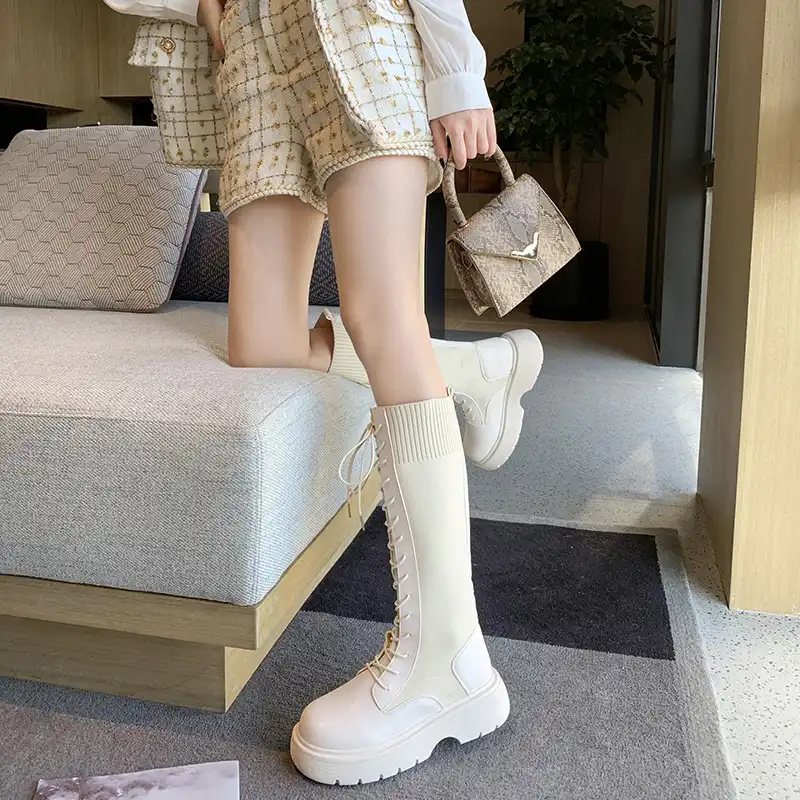 De la plataforma Botas largas de Mujer PU Patchwork motocicleta Botas Mujer  Dropshipping. Exclusivo. Nueva las mujeres de punto tela elástica hasta la  rodilla Botas|Botas hasta la rodilla| - AliExpress