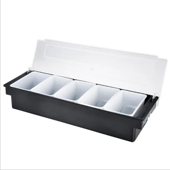 

HHO-Kitchen 5 Compartment Seasoning Case Bar Condiment Box Holder Bar Drinks Fruit Garnish Cocktail Decorative Box Ktv Fruit Box