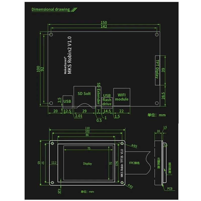 Makerbase 3D Printer STM32 MKS Robin2 Motherboard Open Source Hardware Convenient for Develop and Set Up Integrated Mainboard wi