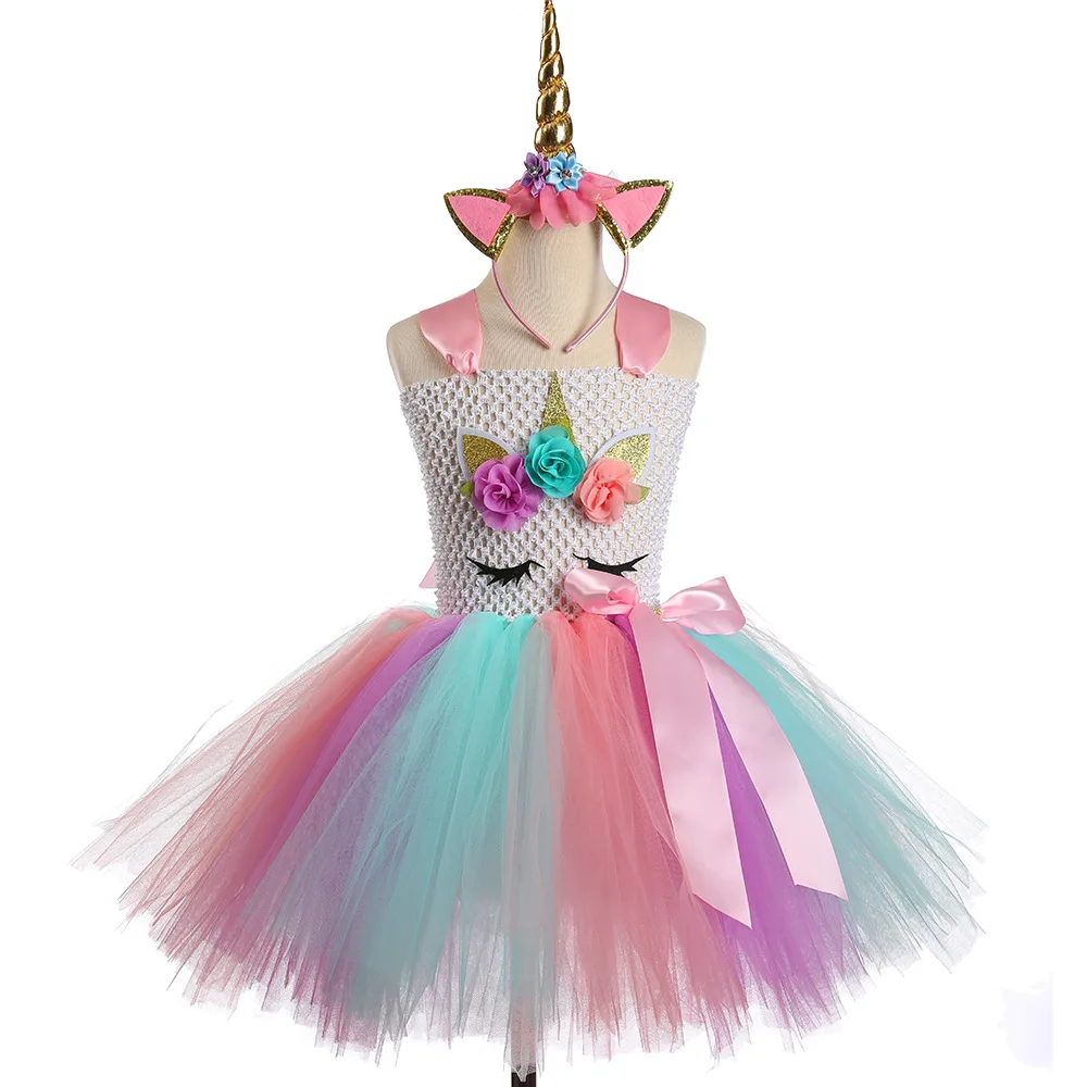 

Unicorn Skirt CHILDREN'S Full Dress Princess Gauze Tutu Europe And America Childrenswear Mesh Dress Girls Performance