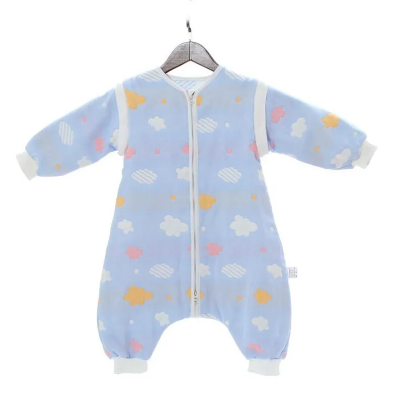 6 layers baby muslin sleeping bag with split trouser legs skin friendly baby sleepsack anti-kick baby kids sleeping sack