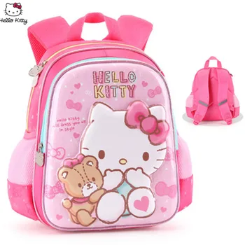 

Hello Kitty New Girls Backpack Cute Pink 3D Cartoon Cat Pattern Backpack Polyester Waterproof Material Can Join Party Backpack