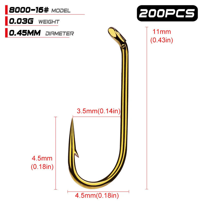 PROBEROS Fly Fishing Hook 8000-8/12/14/16 Size fishhook Fly Hooks