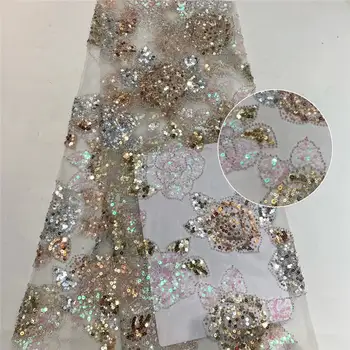 

High Quality Nigerian 3D Wedding Lace Fabric Latest African Laces 2020 French Net Lace Fabric With for Dress KCD970